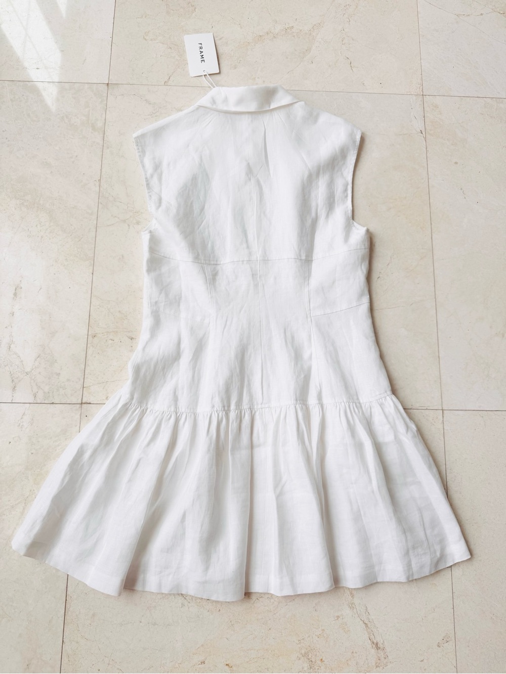 Frame The Linen Sleeveless White Button-Front Linen Shirt Dress Size M - Picture 6 of 11